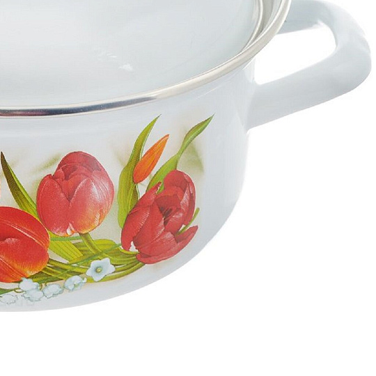 Набор посуды эмалированная сталь, 6 предметов, кастрюли 1.5,2,3 л, индукция, ЛЗЭП, Ласковый май, С-124АП2/4