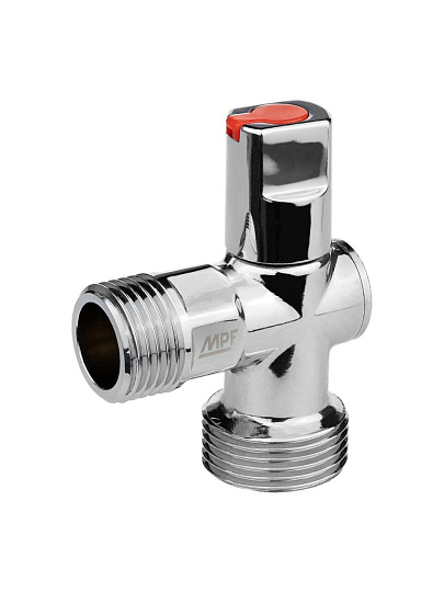 Кран для бытовой техники, 1/2&quot;х3/4&quot;, ш-ш, латунь, угловой, шаровой, ручка сверху, ГОСТ, Хром-Polish, MasterProf