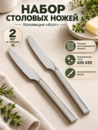Нож нержавеющая сталь, 2 предмета, столовый, Daniks, Агат