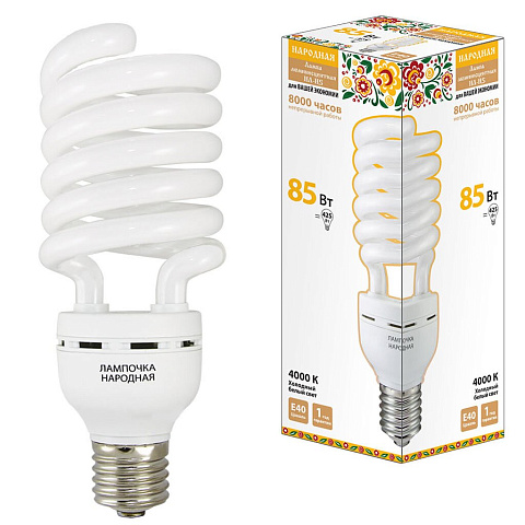 Лампа энергосберегающая E40, 85 Вт, свет холодный, TDM Electric, Народная НЛ-HS, SQ0347-0044