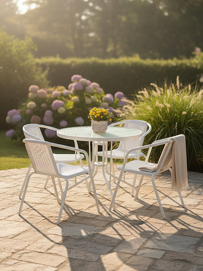 Мебель садовая стол, 80х72 см, 4 стула, стул 56х50х73 см, C010239