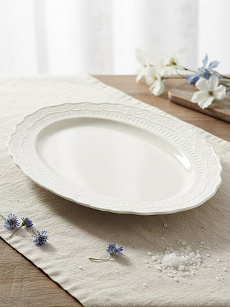 Блюдо фарфор, овальное, 25х35.5х2.3 см, Фрея, Blue bird, BB-OD35-0103