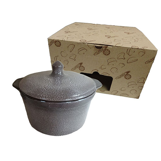 Горшок для запекания керамика, 1 л, с ручками, Борисовская керамика, Мрамор №2, МРМ14456844