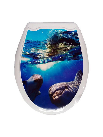 Сиденье для унитаза пластик, дельфины, море, песок, ракушки, в ассортименте, Мультипласт, MPG7518/MPG7563//MPG7587