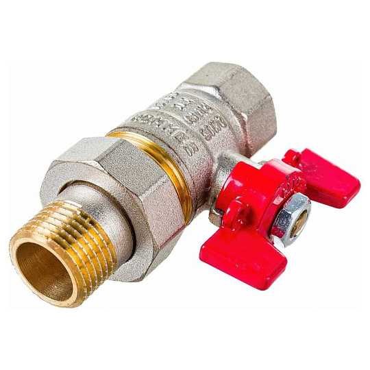 Кран для воды с американкой 1", прямой, ручка-бабочка, Rommer