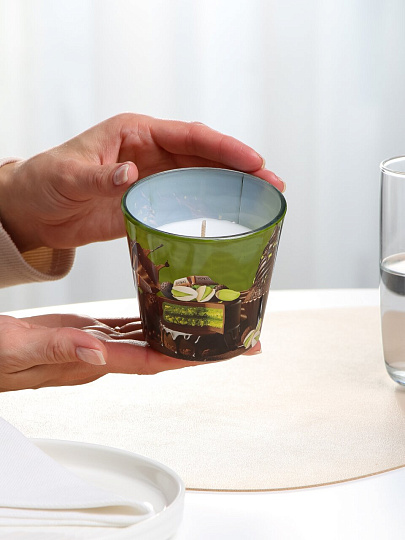Свеча ароматизированная, 8х9х9 см, в стакане, Bartek Candles, Дубайский шоколад, 115 гр