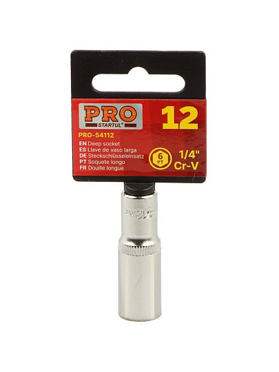 Головка торцевая 6-гранная, 1/4", 12 мм, глубокая, Startul, PRO-54112