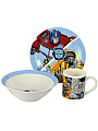 Набор детской посуды керамика, 3 шт, Трансформеры, кружка 240 мл, тарелка 19 см, салатник 18 см, TRS3-2