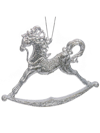 Елочное украшение Лошадка, серебро, 14х12 см, полимер, SYYKLA-182115