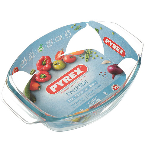 Форма для запекания стекло, 21х30х6.5 см, 2 л, овальная, Pyrex, Let's Share, 410B000/7044/8046