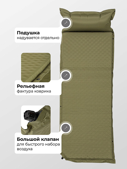 Коврик самонадувающийся, 180х65х5 см, ПВХ, C100008