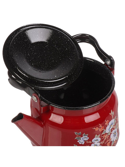Чайник сталь, эмалированное покрытие, 2.3 л, черный рябчик, ручка металлическая, Сибирские товары, вишневый, С2714.ЯР