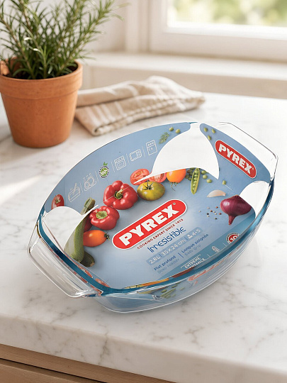 Форма для запекания стекло, 24х35 см, 2.8 л, овальная, Pyrex, Классик, 411B000/7046