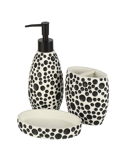 Стакан для зубных щеток, 11x6.3x10.8 см, полистоун, черно-белый, BRE0214BA-TBH