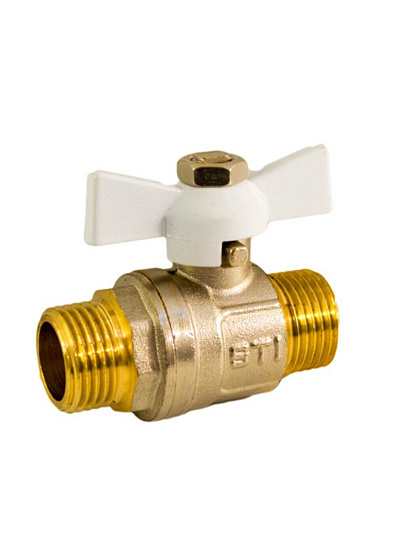 Кран для воды, 3/4", ш-ш, ручка-бабочка, никель, STI