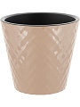 Горшок для цветов пластик, 1.6 л, 16х16х14.5 см, молочный шоколад, InGreen, Manhattan, IG670110047