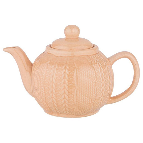 Чайник заварочный керамика, 1.1 л, Вязанка, 155-492, кремовый