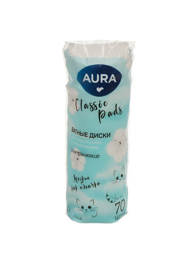 Ватные диски 70 шт, Aura, 013400