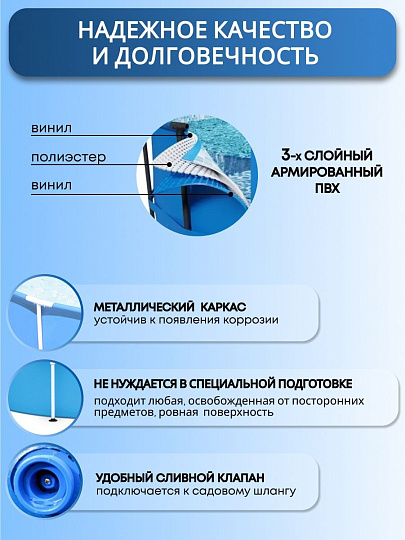 Бассейн каркасный Intex, 244х51 см, Metal Frame, 28205NP, 1828 л