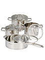 Набор посуды нерж, 8 пр, кастрюли 2.1,2.9,5.1 л, сковорода 3.1 л, индукц, Daniks, Рейн - фото 6