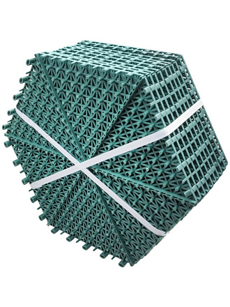 Покрытие модульное пластик, 41х35.5 см, 10 шт/уп, зеленое, Шестигранник, ДС.071675