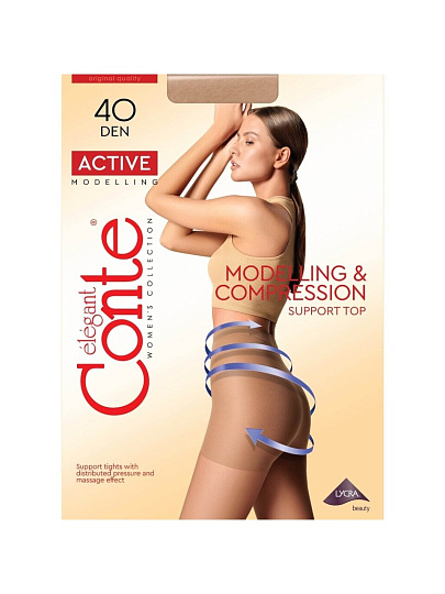 Колготки Conte, Active, 40 DEN, р. 5, nero/черные, шортики утягивающие