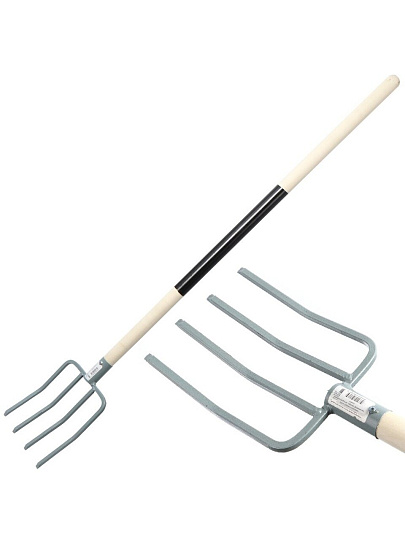 Вилы садово-огородные, четырехрогие, черенок деревянный, пленка