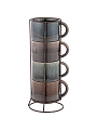 Кружка керамика, 4 шт, 180 мл, Reactive Glaze, Lefard, 155-775, металлическая подставка