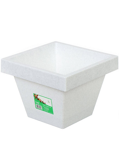 Кашпо пластик, 1.5 л, 14.5х12.5 см, белый гранит, Darel, Квадро, 50702