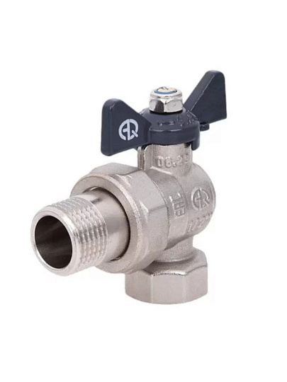 Кран для воды с американкой 1/2'', г-ш, угловой, ручка-бабочка, AquaLink