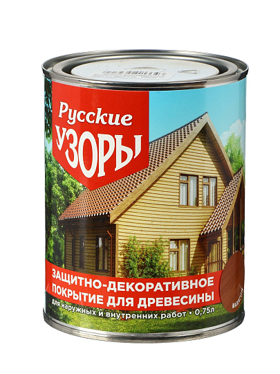 Защитно-декоративное покрытие Русские узоры, для дерева, махагон, 0.7 л