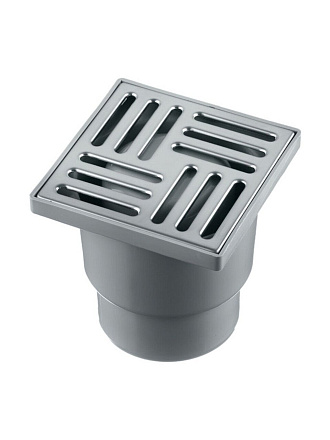 Трап канализационный прямой, 110 мм, 150х150 мм, РосТурПласт, нерегулируемый, пластик, 11399