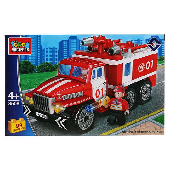 Конструктор Город Мастеров, Урал пожарная служба, 3-5 лет, 113 деталей, с фигуркой, 3544-KK