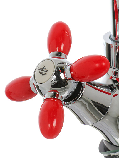 Смеситель для кухни, Эверест, гибкий излив, с кран-буксой, красный, B58-071C