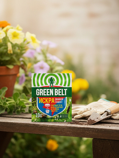 Инсектицид Искра Двойной эффект, для защиты цветочных культур и комнатных растений, таблетка, 10 г, пакет, Green Belt