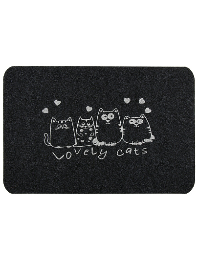 Коврик влаговпитывающий 60х90 см, прямоугольный, серый, Велюр Четыре кота, ComeForte, TCLR/W-1908