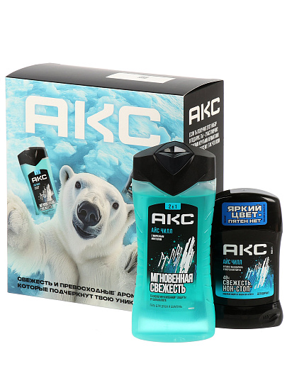 Набор подарочный мужской, АКС, Ice Chill, гель для душа и шампунь 2 в 1 + дезодорант 50 мл, стик