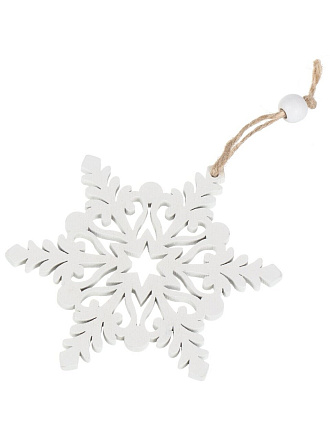 Елочное украшение Эко коллекция Снежинка, белое, 9.5 см, МДФ, Y4-8484
