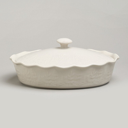 Форма для запекания керамика, 24х33х13 см, 2 л, овальная, с крышкой, Agness, Beige, 780-127