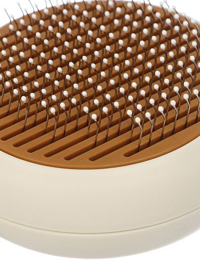 Щетка для вычесывания животных с самоочисткой, круглая, белая, Y4-11429