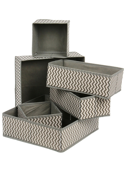 Набор кофров д/хранен, 6 шт (29*29*11-2; 28*13.5*9.8-2; 15*15*10-2), сер волна, A190049