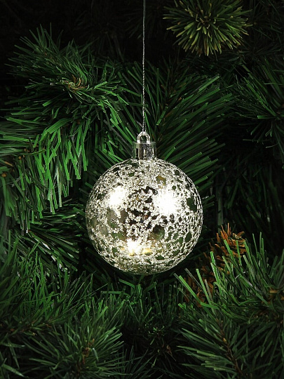 Елочный шар 25 шт, серебро, голубой, белый, 6 см, SYQA-0122332