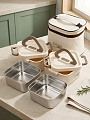 Контейнер ланч-бокс нержавеющая сталь, пластик, 0.7, 0.7 л, с термосумкой, B040120