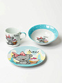Набор посуды керамика, 3 шт, Медвежонок, тарелка 17.5см, салатник 15см/350мл, кружка 230мл, Daniks, C524 - фото 8