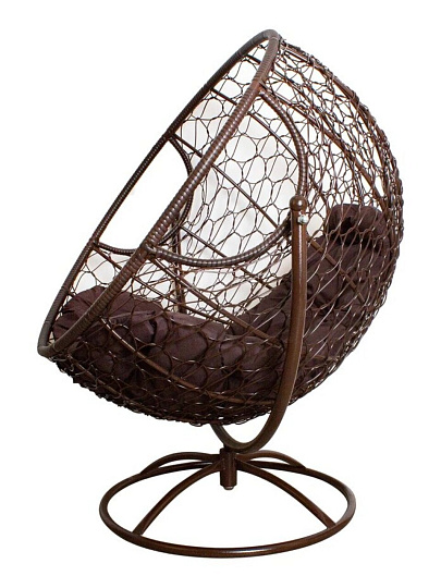 Кресло вращающееся ротанг, Гагарин, 106х69х139 см, коричневое, 150 кг, подушка коричневая, 11100205