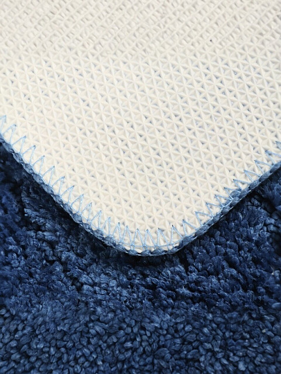 Набор ковриков для ванной и туалета, антискользящий, 2 шт, 0.5х0.8, 0.47х0.5 м, полиэстер, синий, Полосы, TDM5080-04