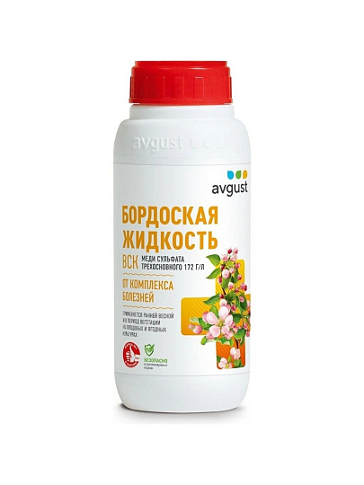 Фунгицид Бордоская жидкость, от болезней на плодовых и ягодных культурах в период вегетации, 500 мл, жидкость, Avgust