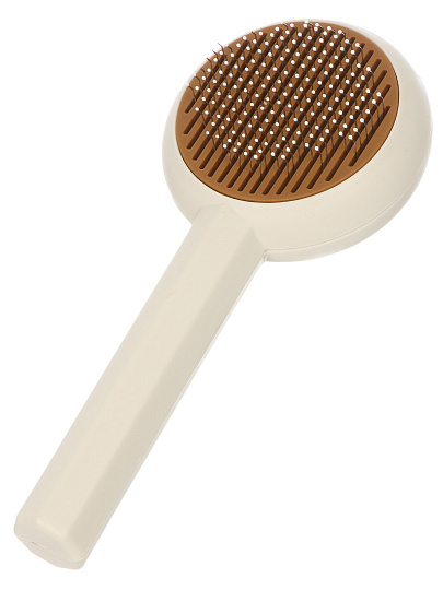 Щетка для вычесывания животных с самоочисткой, круглая, белая, Y4-11429