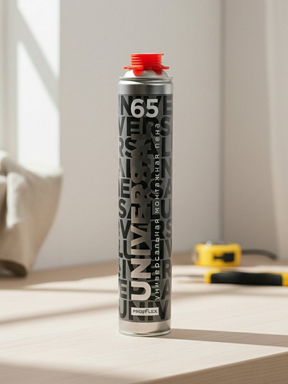 Пена монтажная Profflex, Universal, профессиональная, 65 л, 850 мл, всесезонная, 01635