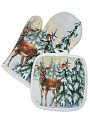 Набор кухонный 2 шт, 27х17см + 17.5х17.5см (варежка, прихватка), 100% полиэстер, Олени, B180092 - фото 3